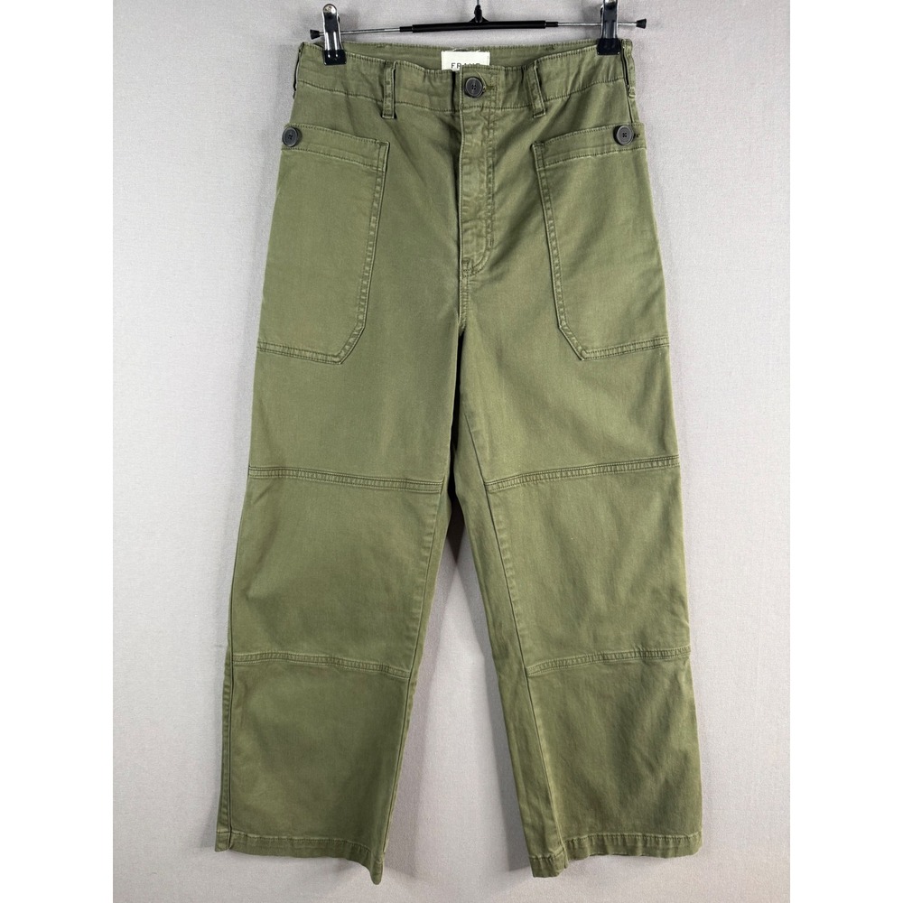 FRAME Oversized Pocket Utility Pant Womens 28 Washed Fatigue Green Cargo